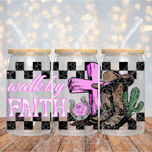 Walk By Faith 16OZ Pink