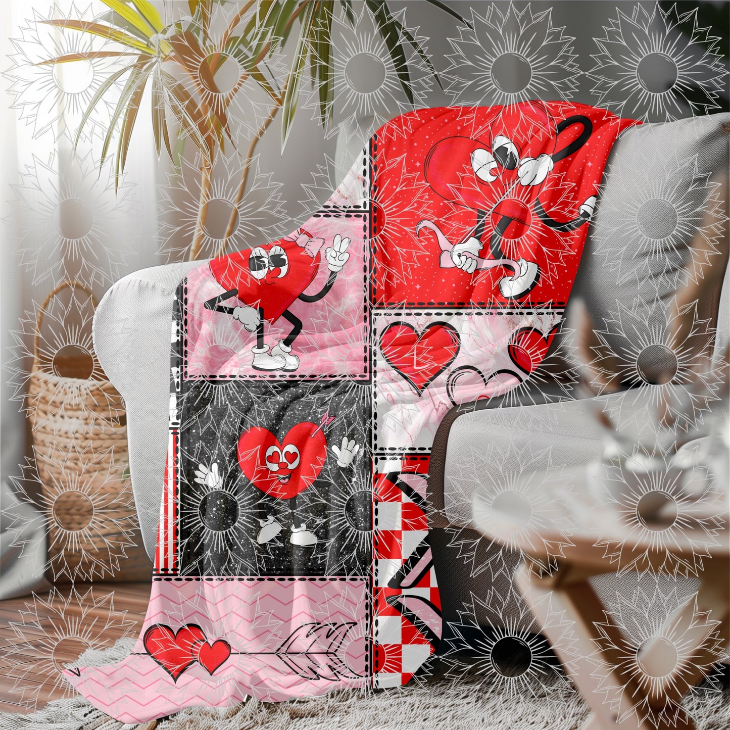 Retro Valentine’s Hearts Coquette Patchwork Seamless