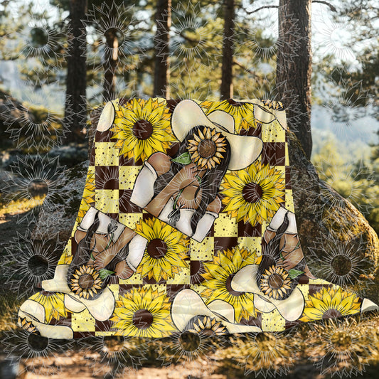 She Belongs Among The Wildflowers Dark Brown Checkered Seamless