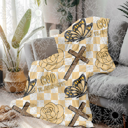 God's Unfailing Love Transforms Us Orange Checkered Seamless