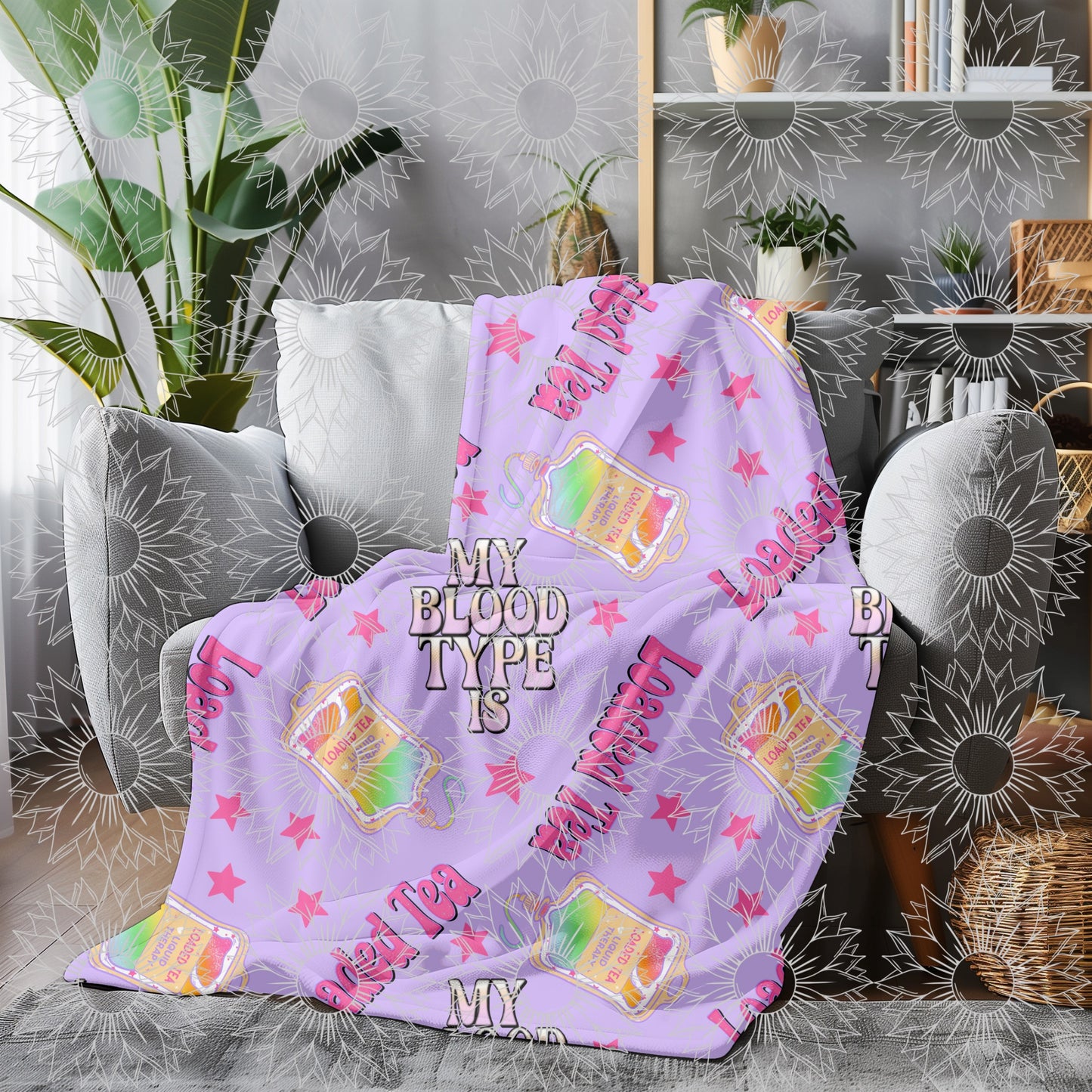 My Blood Type Is Loaded Tea Purple Seamless