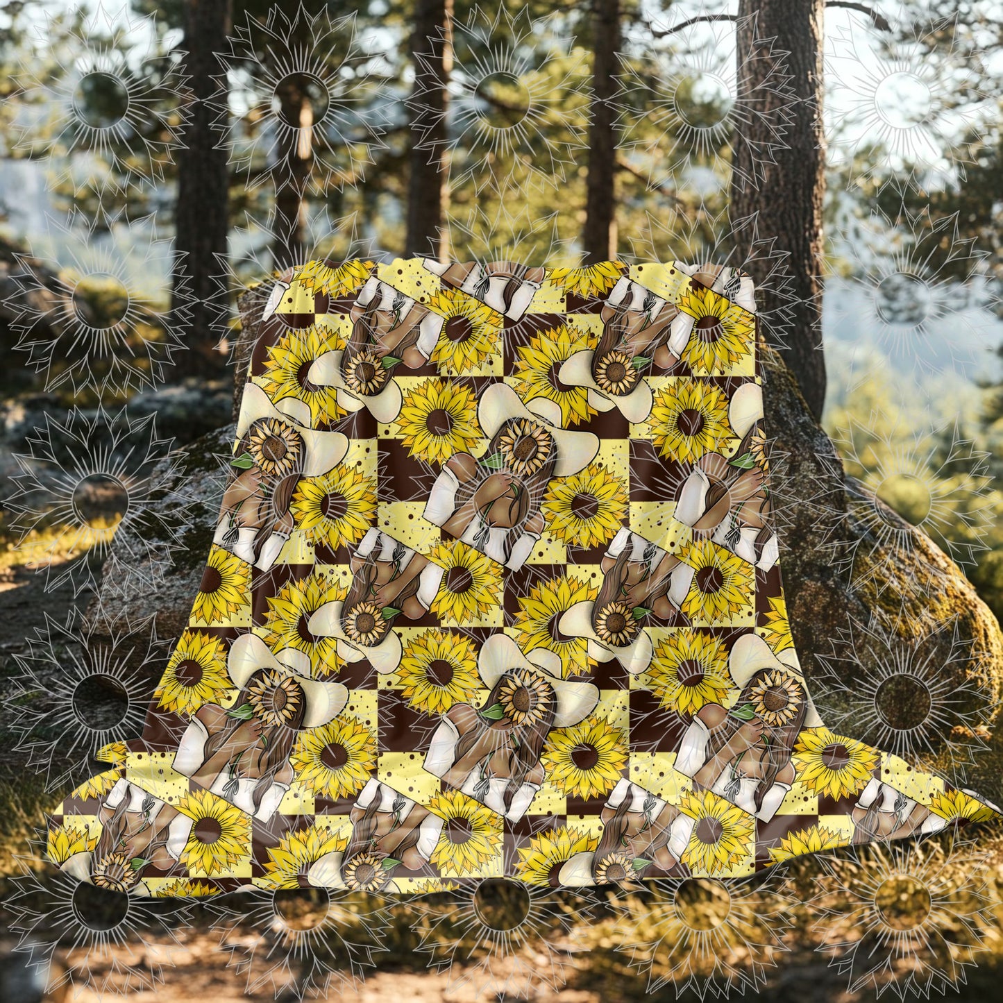 She Belongs Among The Wildflowers Light Brown Checkered Seamless