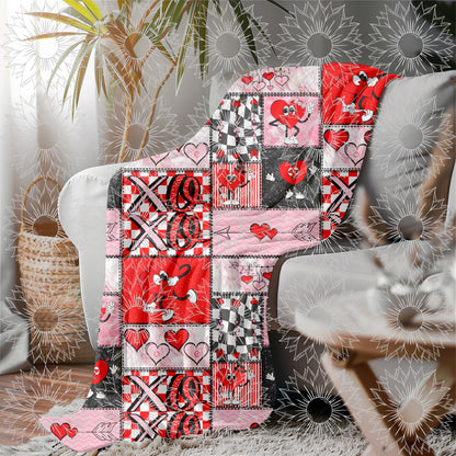 Retro Valentine’s Hearts Coquette Patchwork Seamless