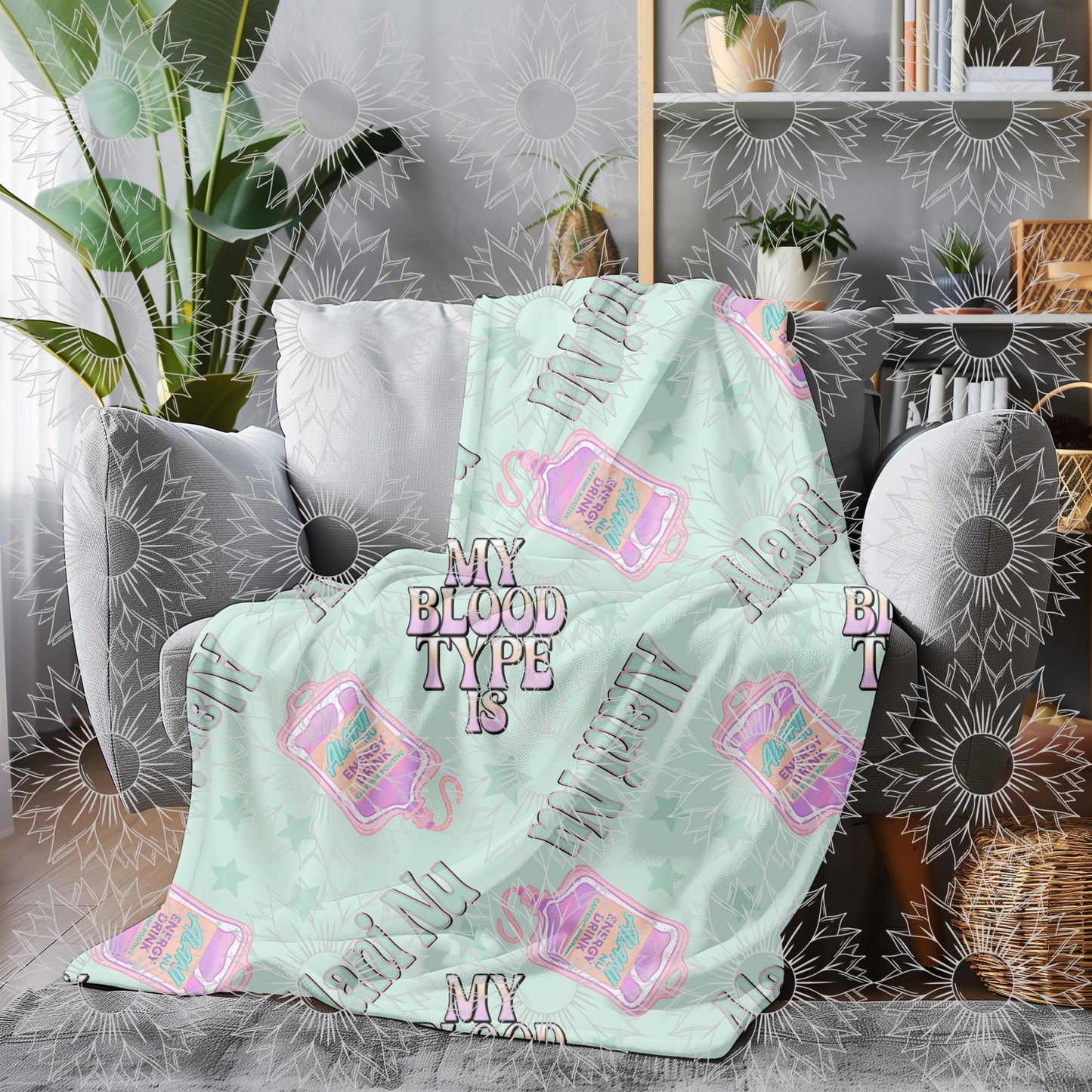 My Blood Type Is AN Green Seamless