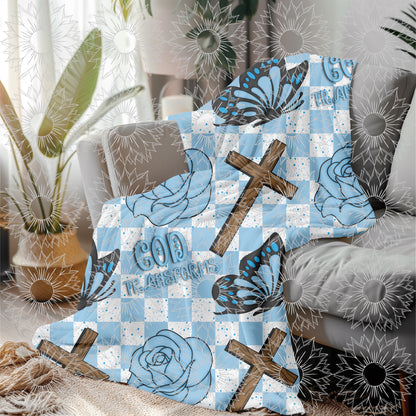 God's Unfailing Love Transforms Us Blue Checkered Seamless