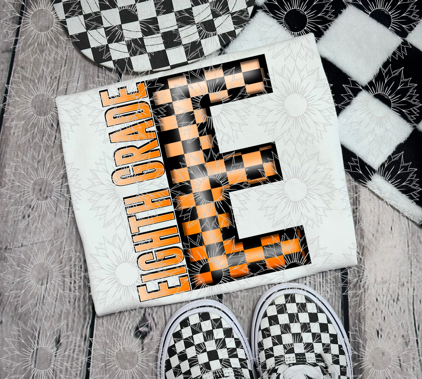 Eighth Grade Orange Checkered
