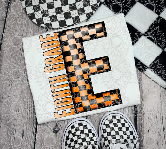 Eighth Grade Orange Checkered