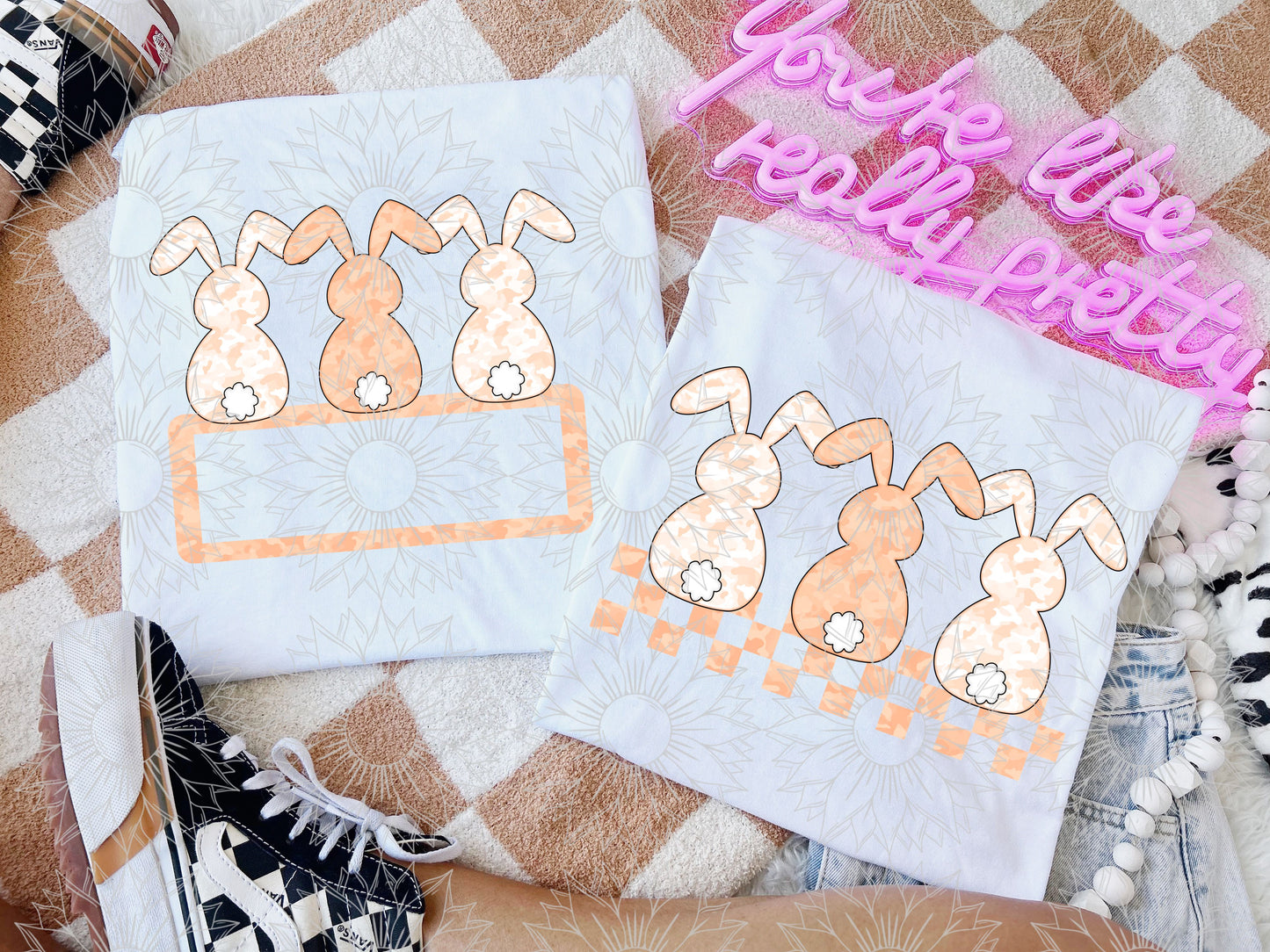 Pastel Orange Camo Bunny Combo