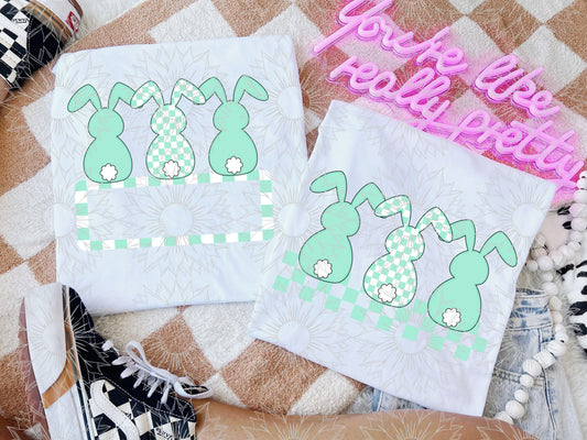 Pastel Green Checkered Bunny Combo