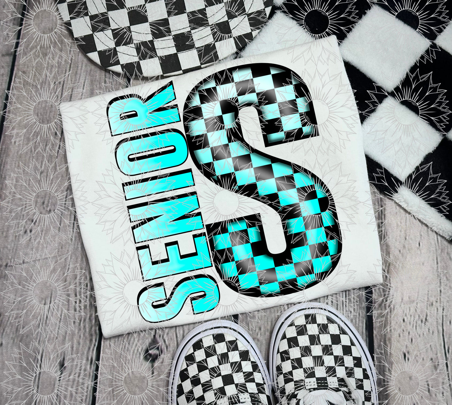 Senior Turquoise Checkered