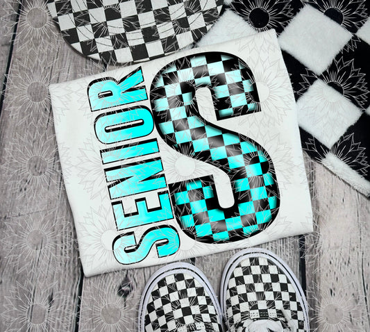 Senior Turquoise Checkered