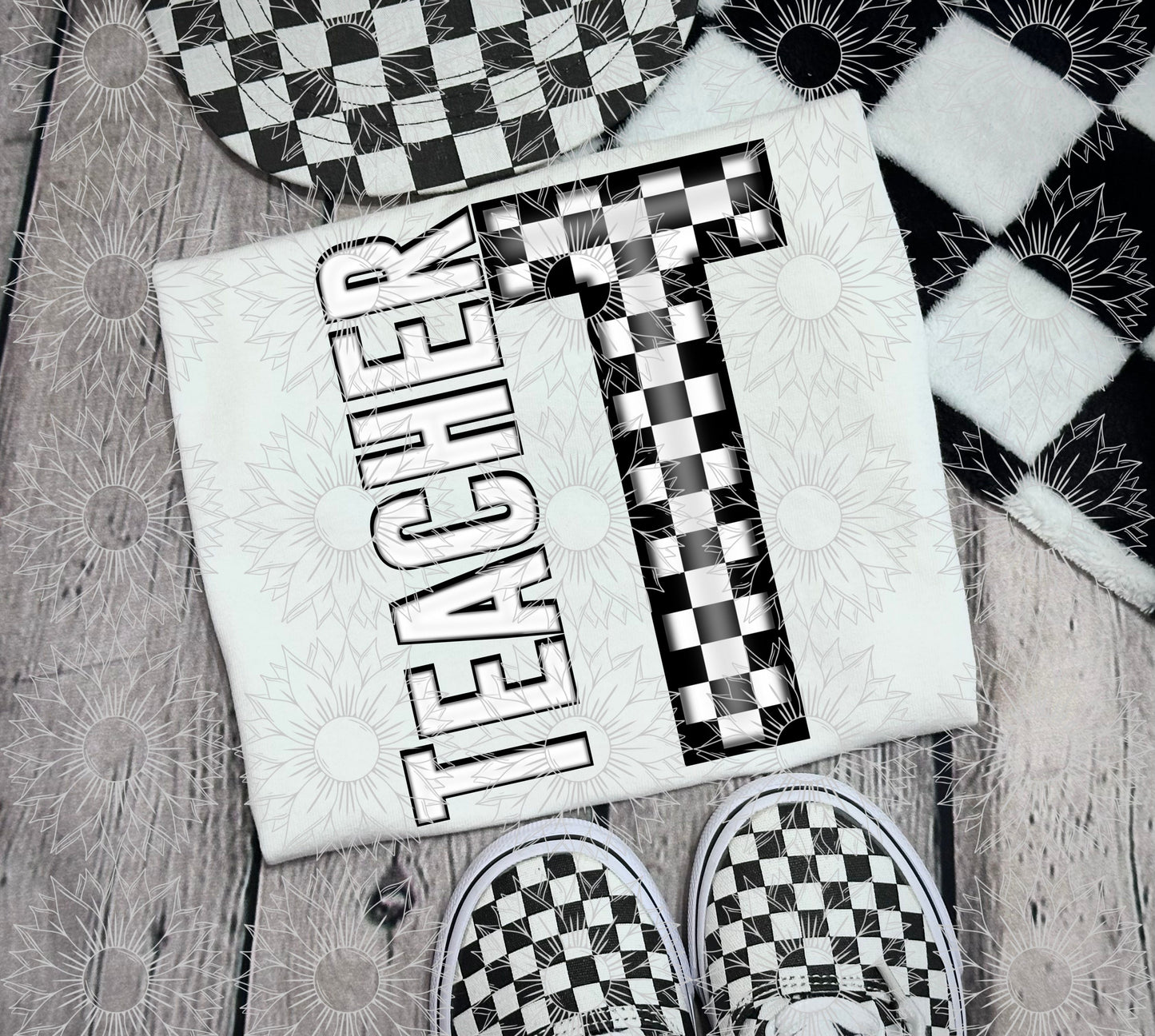 Teacher Black Checkered