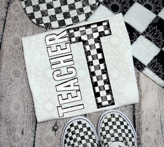 Teacher Black Checkered