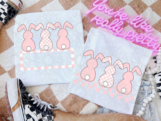 Pastel Pink Checkered Bunny Combo