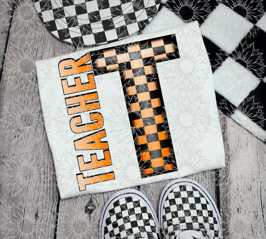 Teacher Orange Checkered