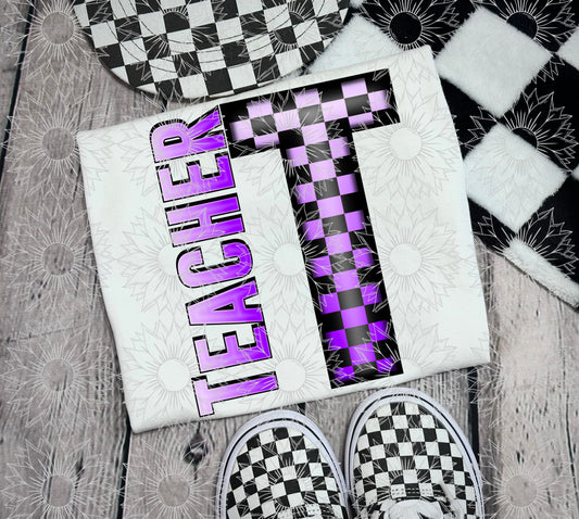 Teacher Purple Checkered