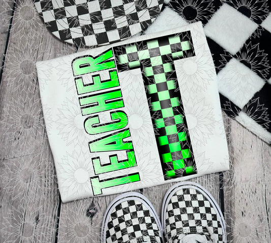 Teacher Green Checkered