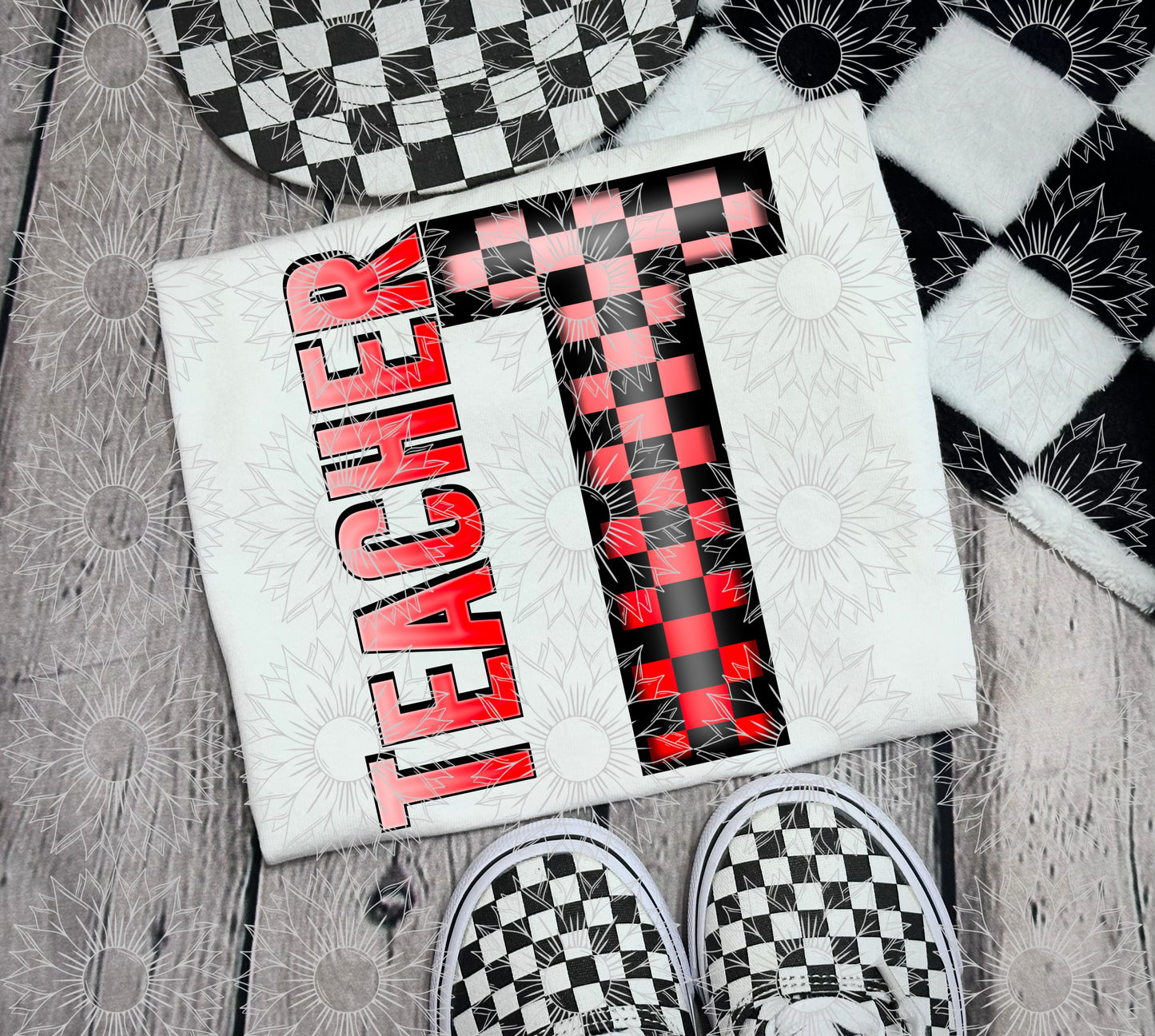 Teacher Red Checkered