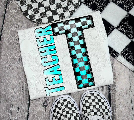 Teacher Turquoise Checkered