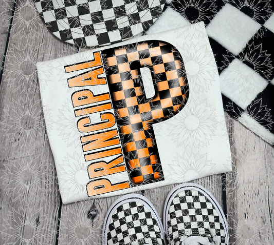 Principal Orange Checkered