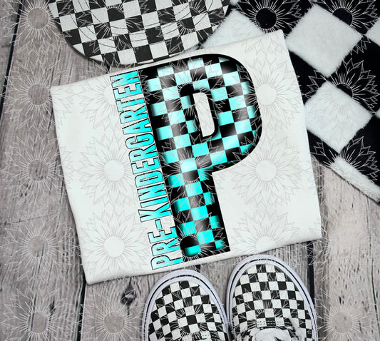 Pre-Kindergarten Turquoise Checkered