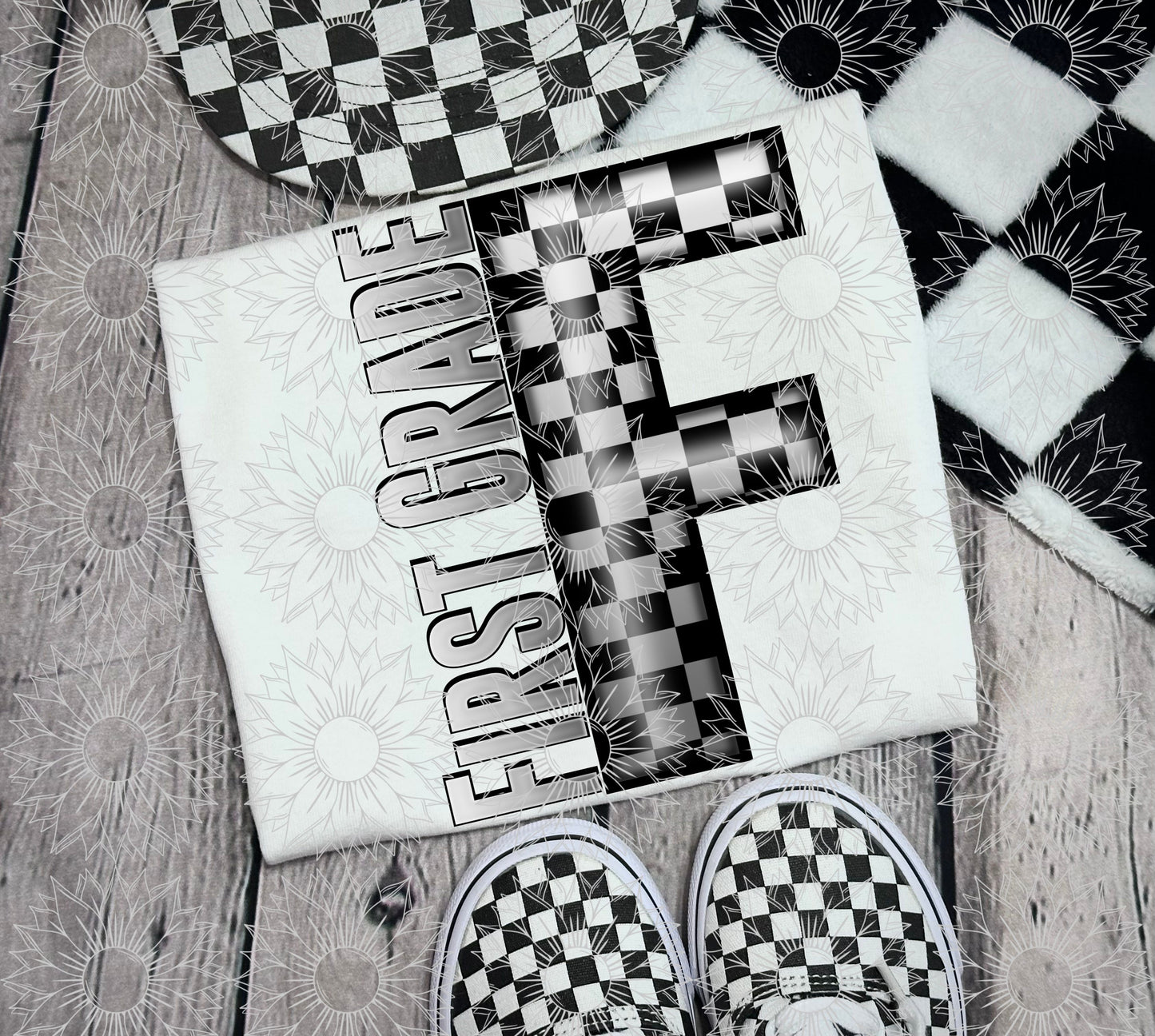 First Grade Gray Checkered