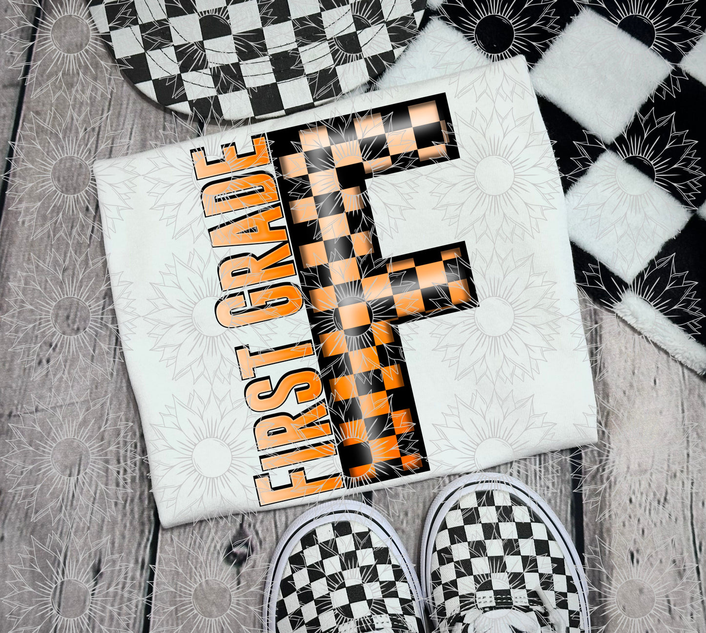 First Grade Orange Checkered