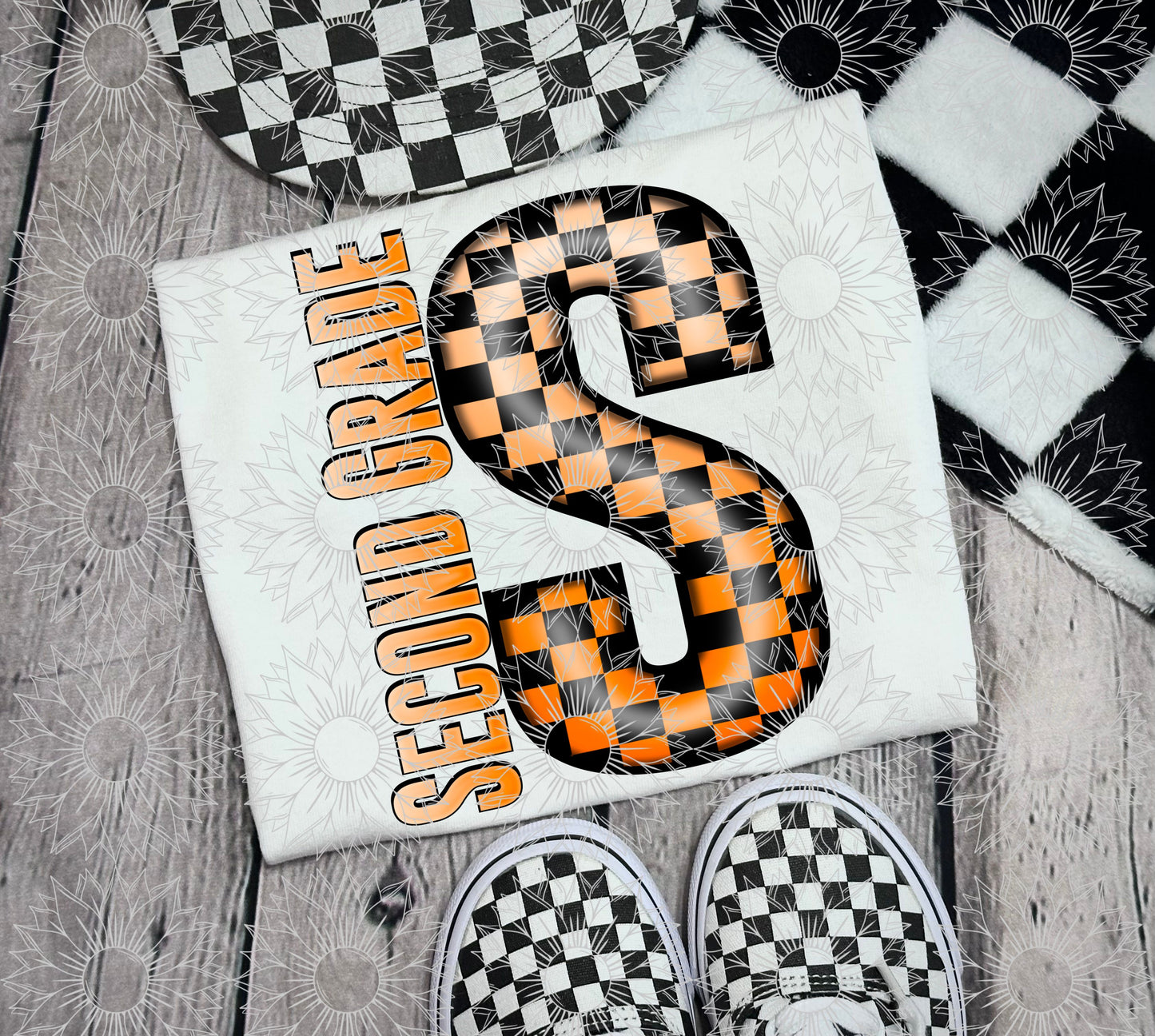 Second Grade Orange Checkered