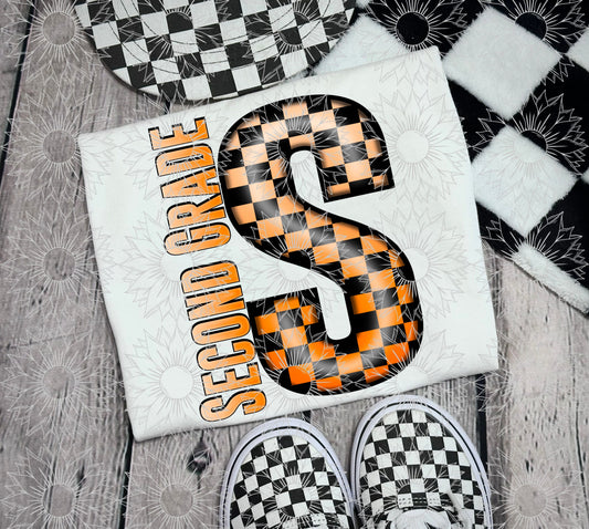 Second Grade Orange Checkered