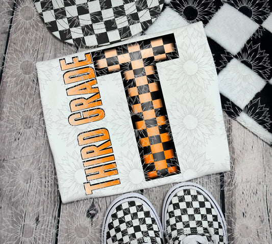 Third Grade Orange Checkered