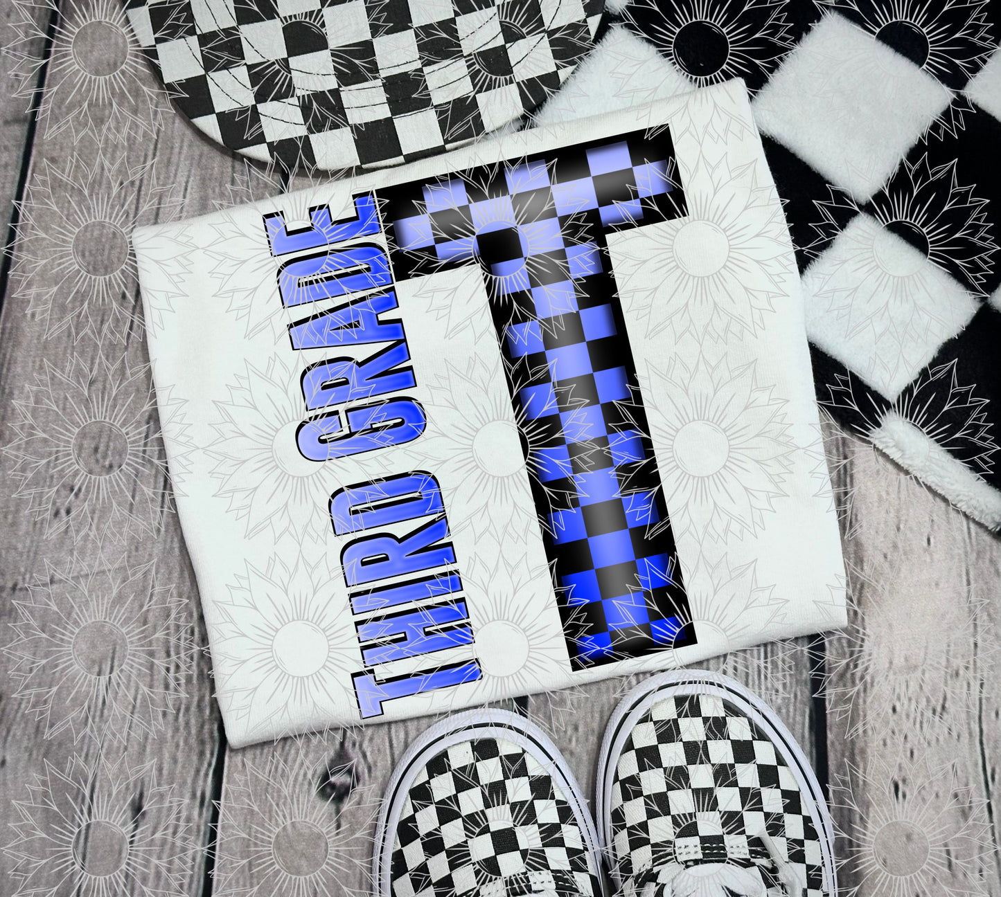 Third Grade Blue Checkered