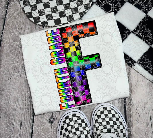 Fourth Grade Rainbow Checkered