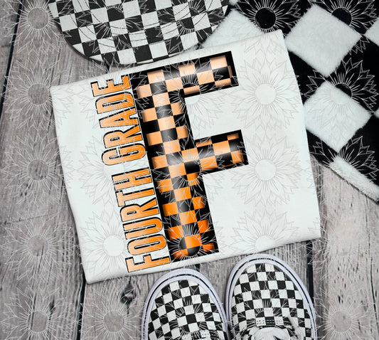 Fourth Grade Orange Checkered