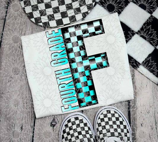 Fourth Grade Turquoise Checkered