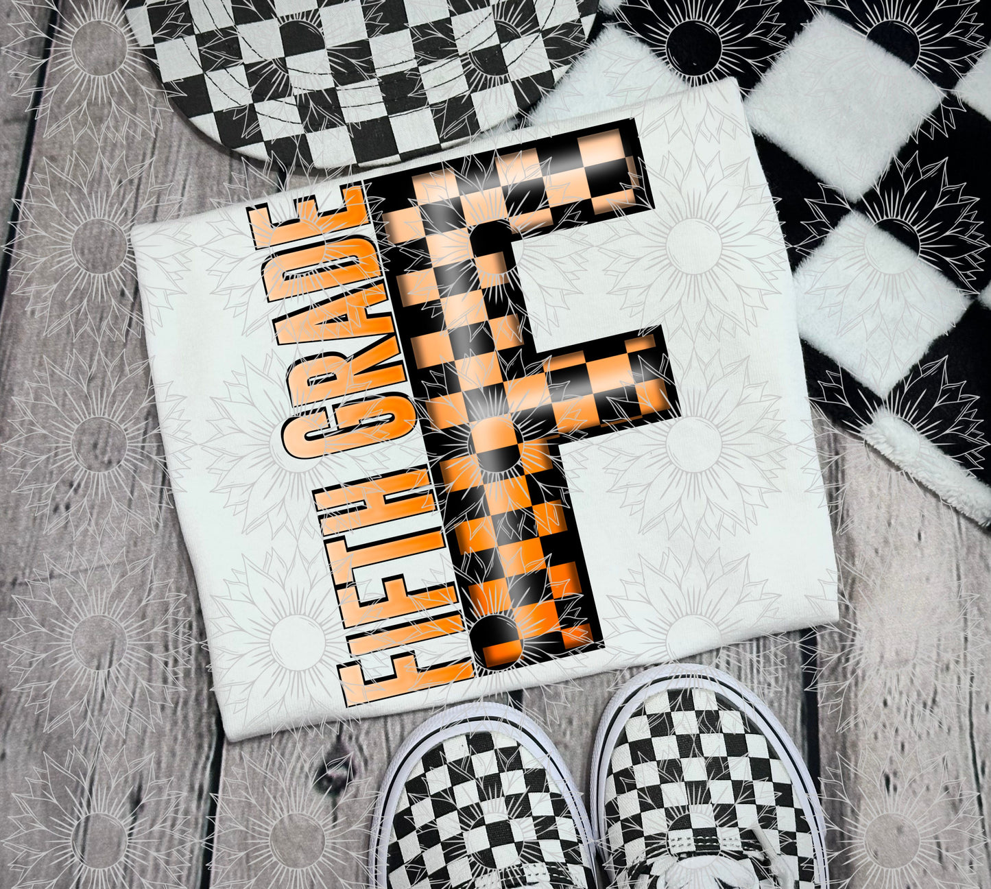 Fifth Grade Orange Checkered