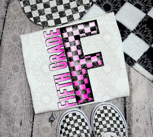 Fifth Grade Pink Checkered