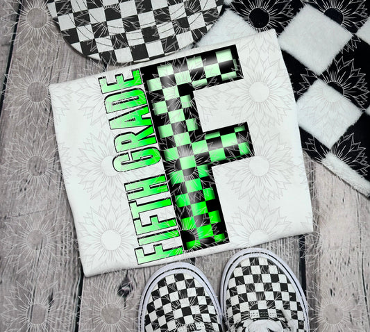 Fifth Grade Green Checkered