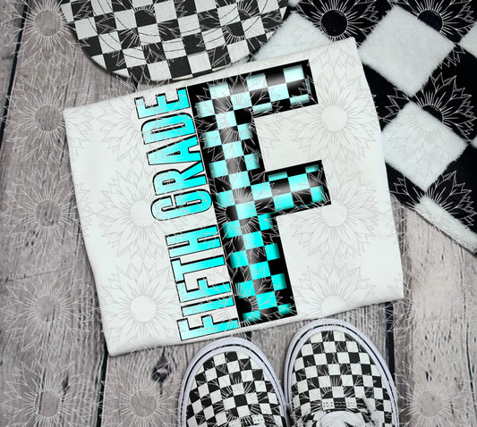 Fifth Grade Turquoise Checkered