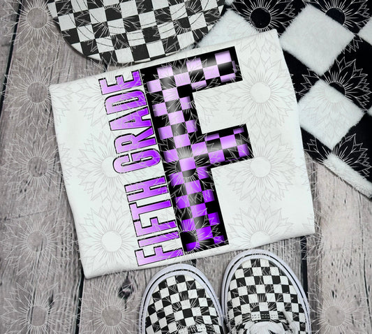 Fifth Grade Purple Checkered