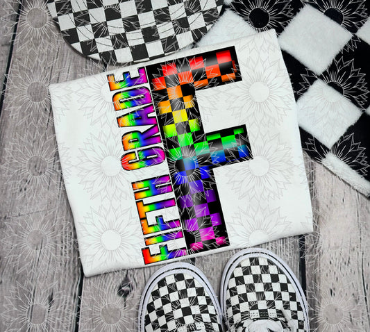 Fifth Grade Rainbow Checkered