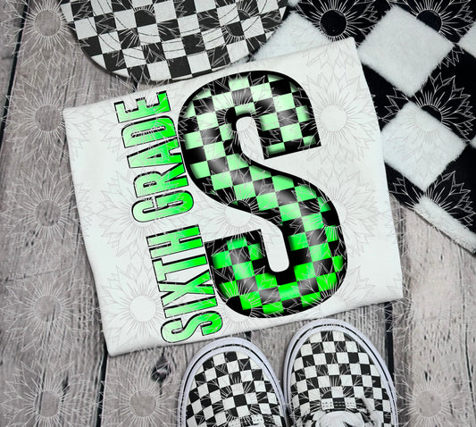 Sixth Grade Green Checkered