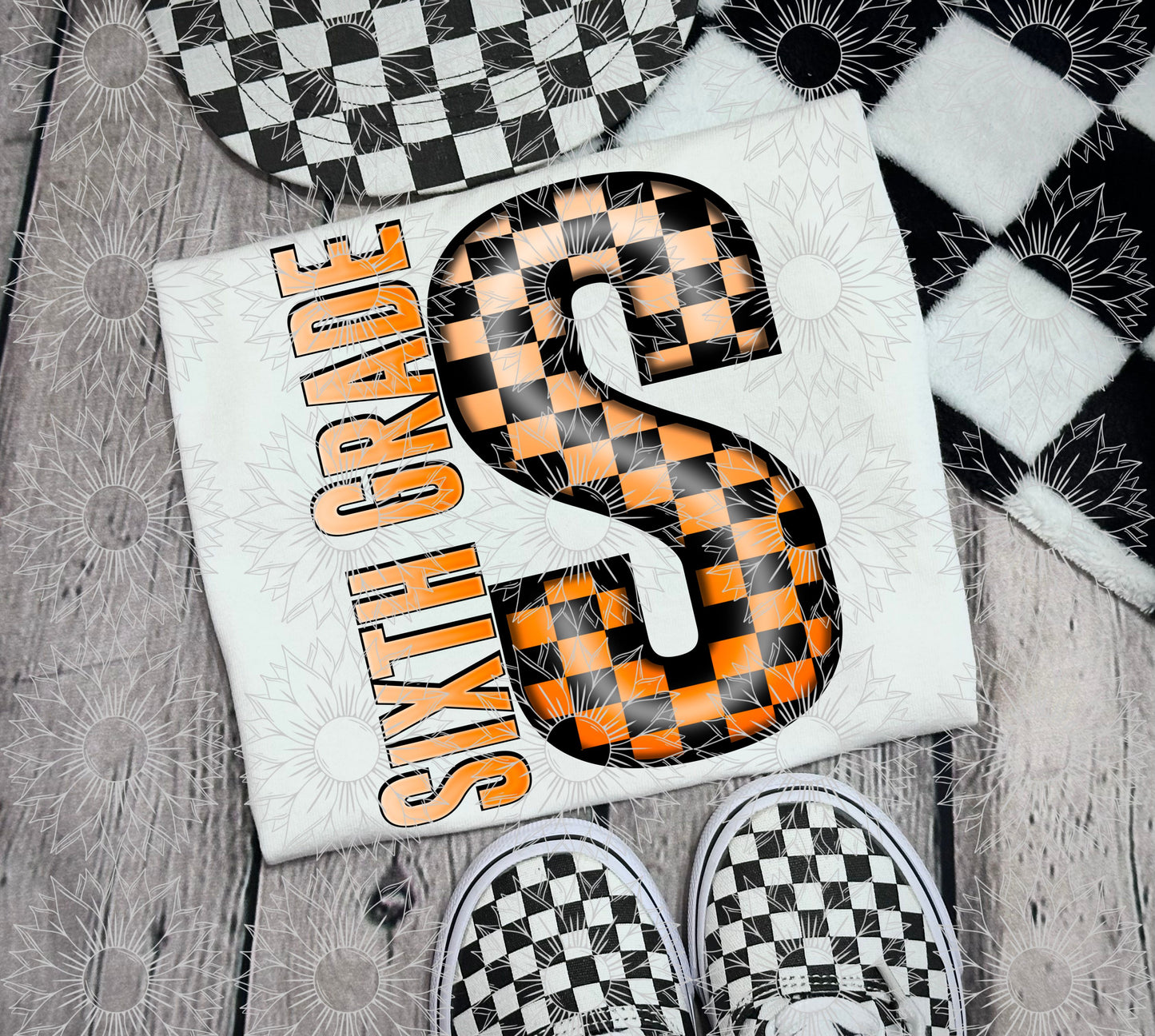 Sixth Grade Orange Checkered