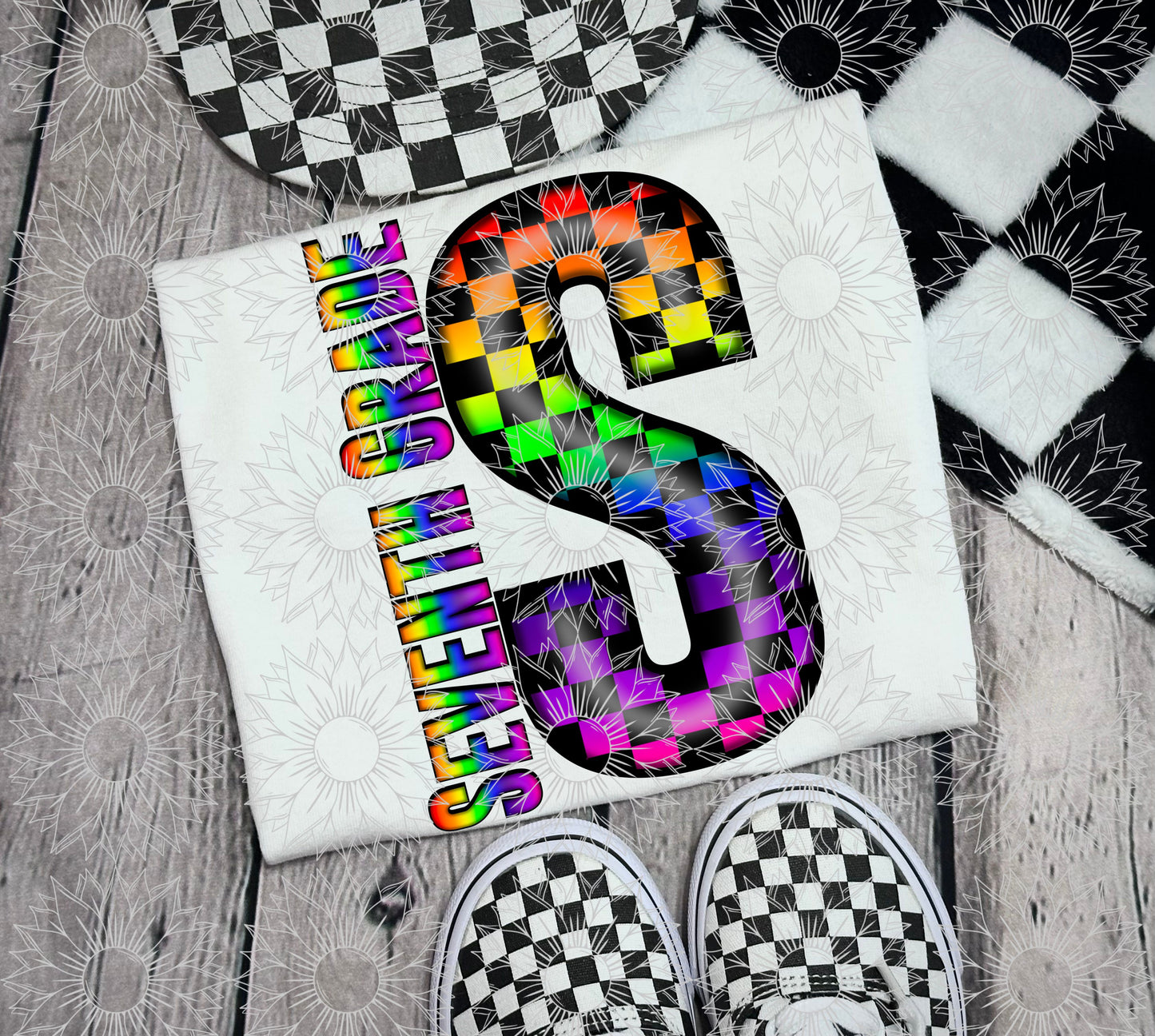 Seventh Grade Rainbow Checkered