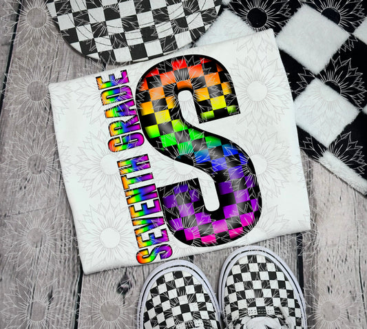 Seventh Grade Rainbow Checkered