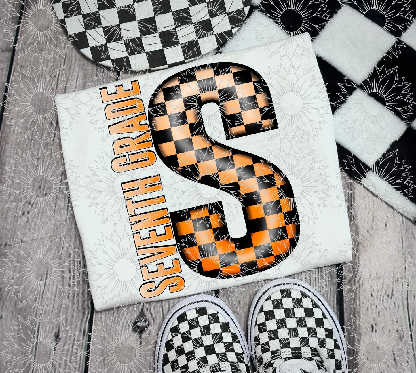 Seventh Grade Orange Checkered