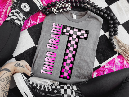 School Grades Pink Checkered