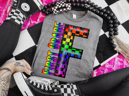 School Grades Rainbow Checkered