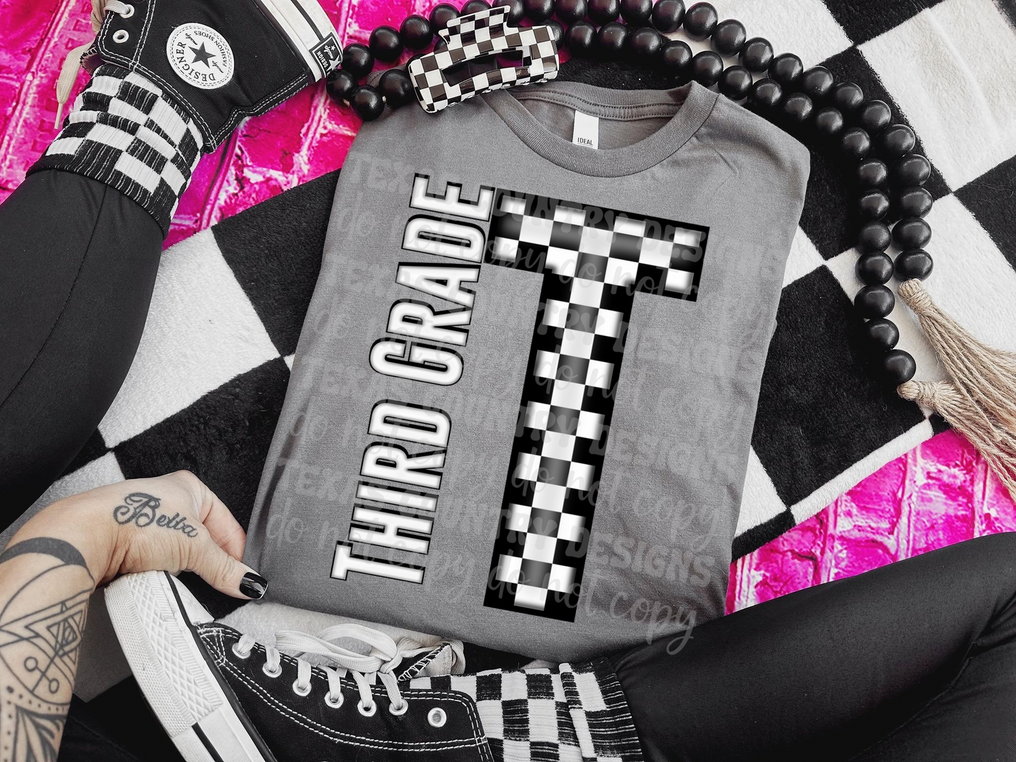 School Grades Black Checkered