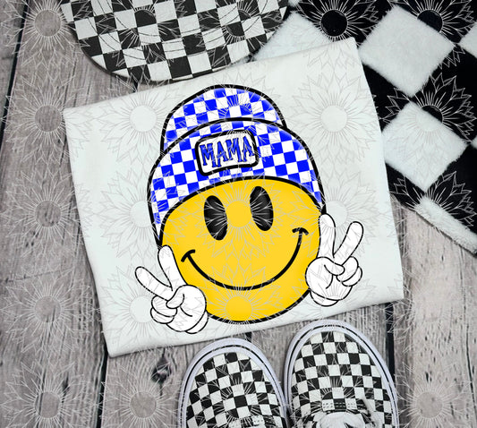 Blue Checkered Mama Smiley
