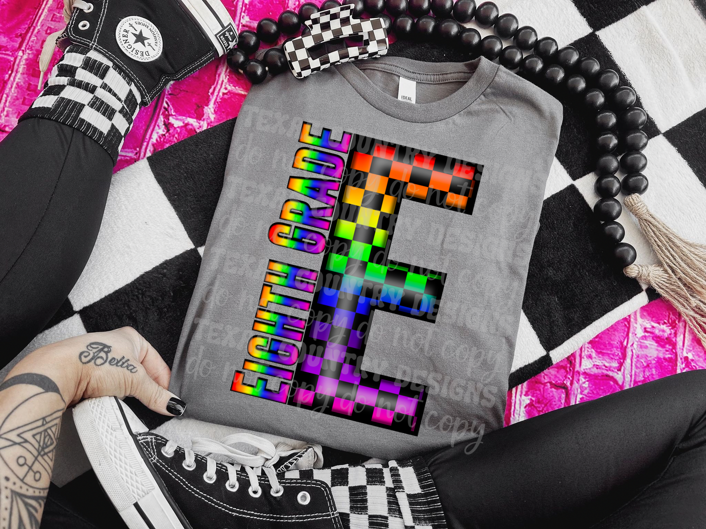 School Grades Rainbow Checkered